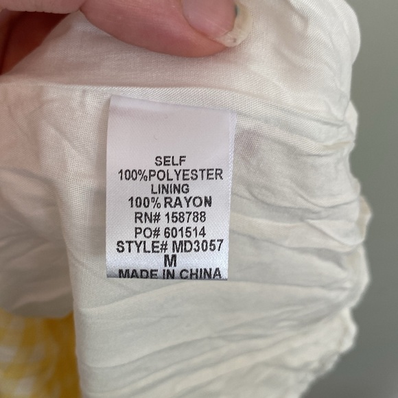 MABLE Yellow and White Square Neck Gingham Sundress Size Medium - Picture 6 of 6
